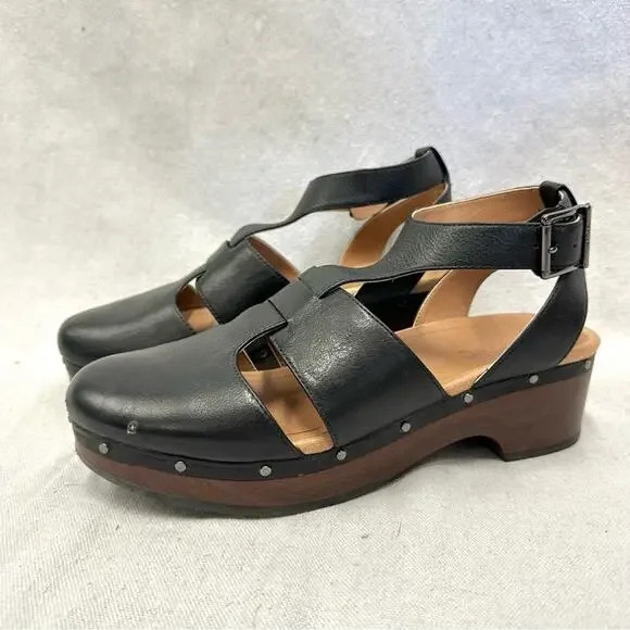 Vionic Faye black leather t strap closed toe clog US Size 9 Euro 41 - Picture 2 of 15